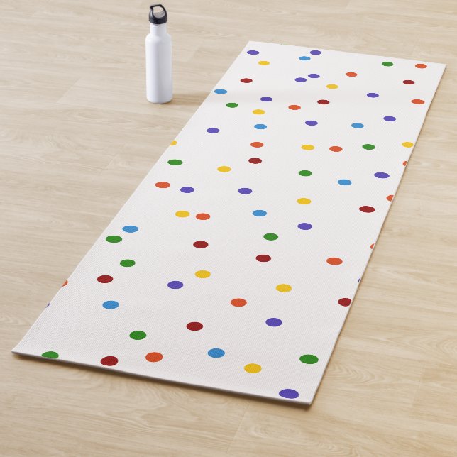 Rainbow Confetti Polka Dot Double Sided Yoga Mat (In Situ)