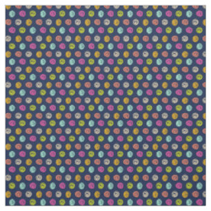 Rainbow Confetti Polka Dot Party on Navy Fabric