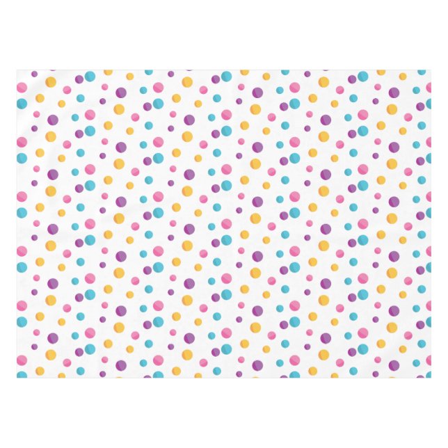 Rainbow Confetti Polka Dots Birthday Party Tablecloth (Front (Horizontal))