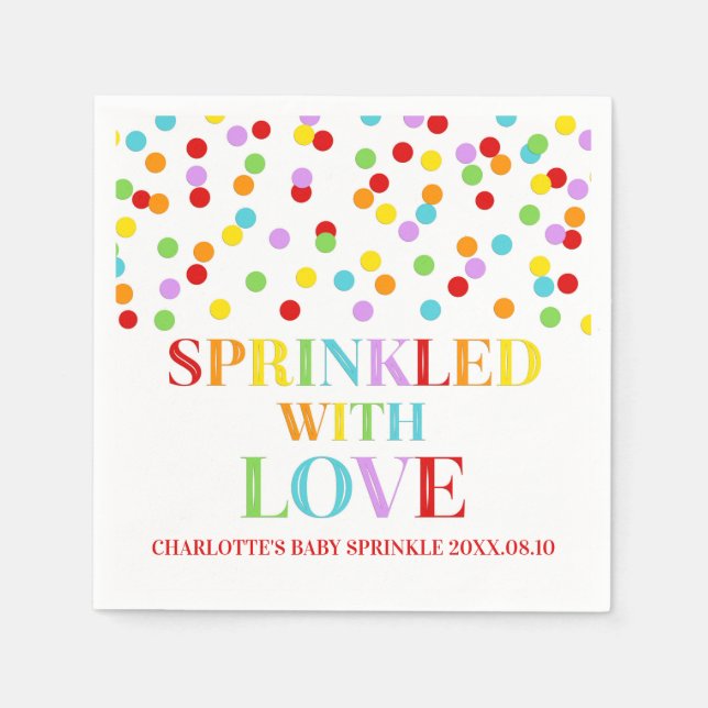 Rainbow Confetti Sprinkled with Love Baby Sprinkle Napkin (Front)