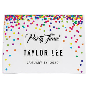 Rainbow confetti sprinkles birthday party large gift bag