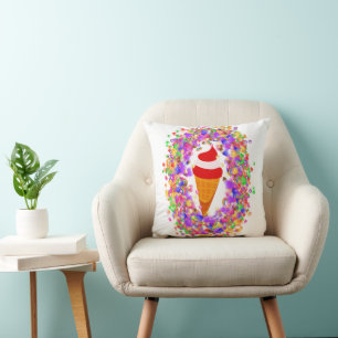 Rainbow Confetti Swirl Ice Cream Cushion