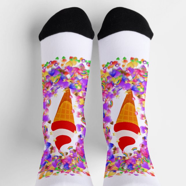 Rainbow Confetti Swirl Ice Cream Socks (Top)