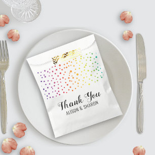 Rainbow confetti, trees Thank You lesbian wedding Favour Bag