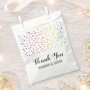 Rainbow confetti, trees Thank You lesbian wedding Favour Bag
