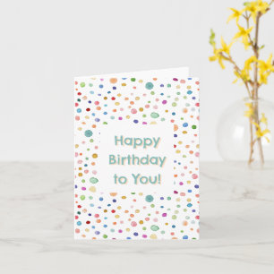 Rainbow Confetti Watercolor Dots Birthday Card