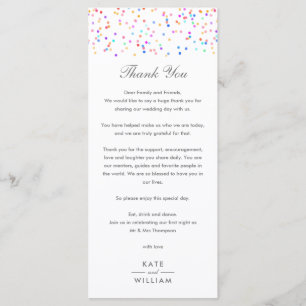 Rainbow Confetti Wedding Thank You Place Card