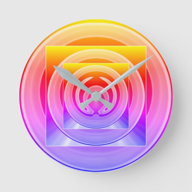 Rainbow Contemporary Abstract Art  Round Clock (Front)