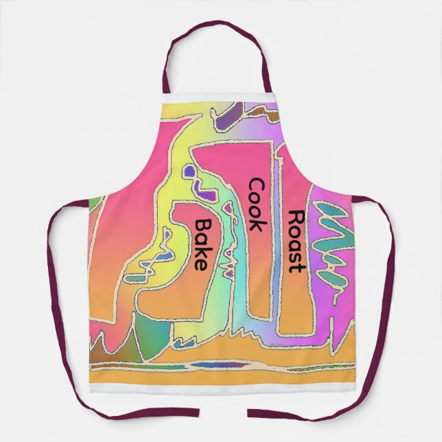 Rainbow Cook Baste Roast Kitchen Chef  Apron (Front)