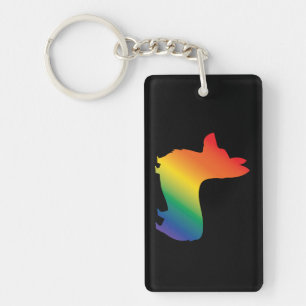 Rainbow corgi key ring