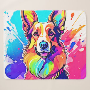 Rainbow Corgi: Pop Art Puppy Joy Sherpa Blanket