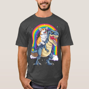 Rainbow Corgi Riding Dinosaur T re Cute Corgi Dog T-Shirt