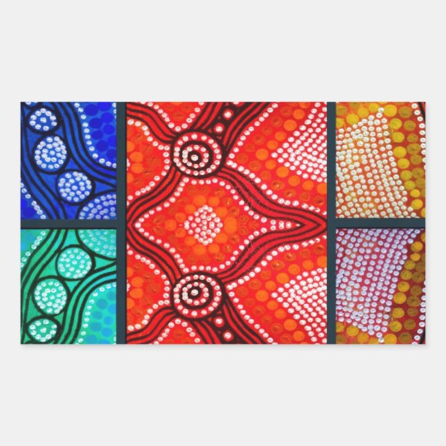 Rainbow Corroboree Panel Rectangular Sticker (Front)