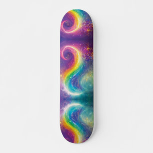 Rainbow Cosmic Galaxy Yin Yang Ocean Waves Sk8r Skateboard