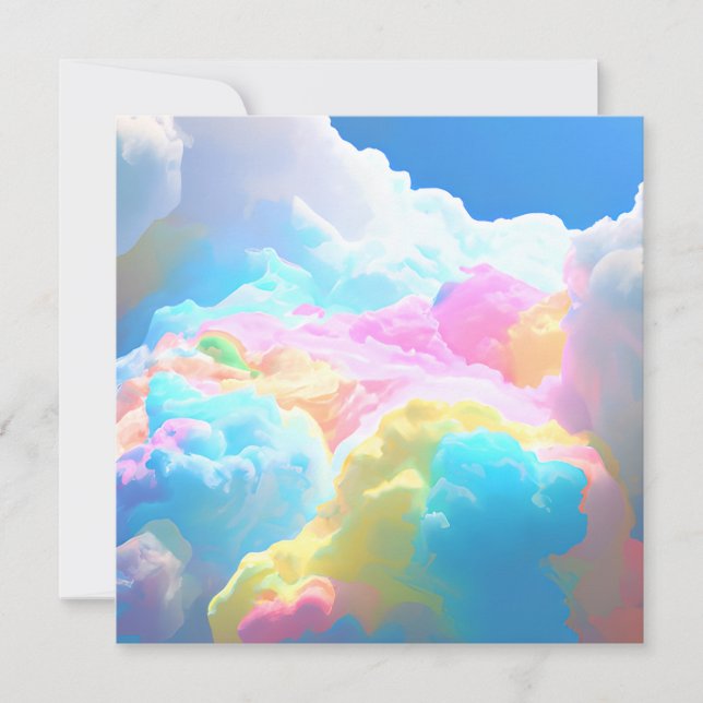Rainbow cotton candy clouds classic  invitation (Front)