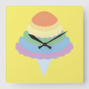 Rainbow Cotton Candy  Square Wall Clock