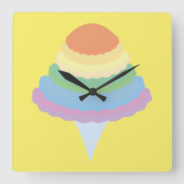Rainbow Cotton Candy  Square Wall Clock (Front)