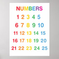 Rainbow Counting 1-25 Numbers educational