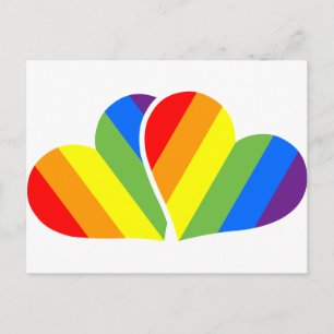 Rainbow Couple Hearts Lover Postcard