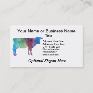 Rainbow Cow With Customisable Text Business Card