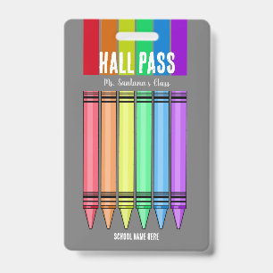 Rainbow Crayon Hall Pass Badge ID Badge