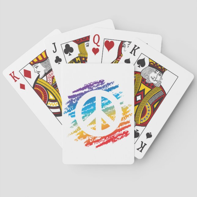 Rainbow Crayon Peace Symbol Playing Cards (Back)