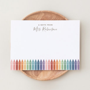 Rainbow Crayon Teacher Card