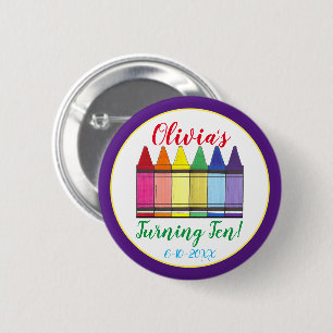 Rainbow Crayons Artist Art Child's Birthday Party 6 Cm Round Badge