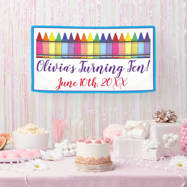 Rainbow Crayons Artist Art Child's Birthday Party Banner (Party)