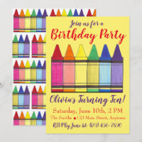 Rainbow Crayons Artist Art Child's Birthday Party
