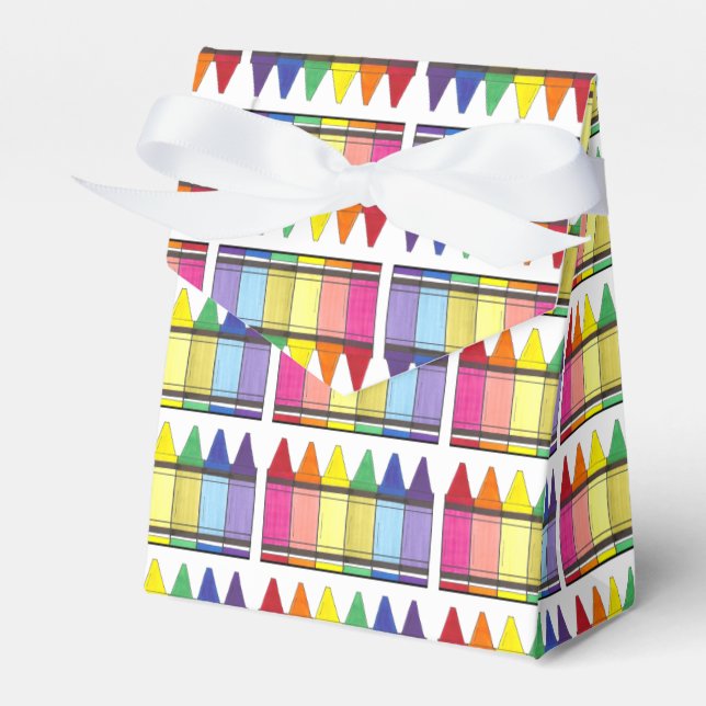 Rainbow Crayons Artist Art Class Birthday Party Favour Box (Front Side)