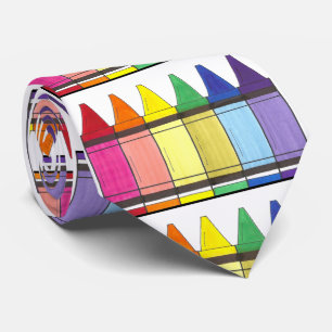 Rainbow Crayons Artist Art Supplies Teacher Pride Tie
