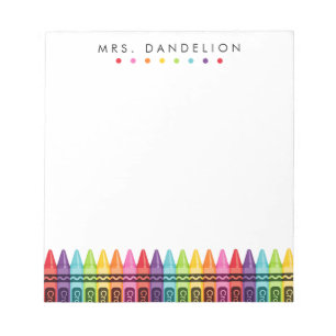 Rainbow Crayons Kindergarten Teacher Notepad