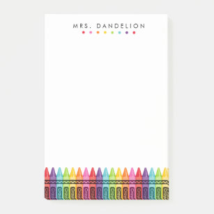 Rainbow Crayons   Kindergarten Teacher Post-it Notes