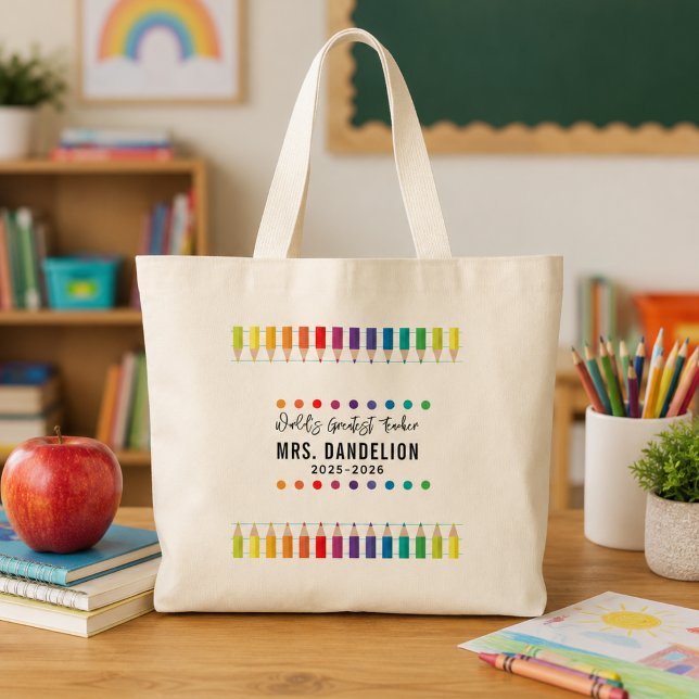 Rainbow Crayons Kindergarten Teacher Tote Bag (Rainbow Crayons Kindergarten Teacher Tote Bag
)