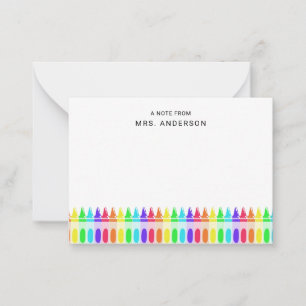 Rainbow Crayons Personalised Elementary Teacher Card