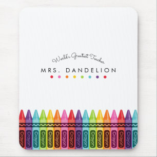 Rainbow Crayons Personalised Teacher Mouse Pad