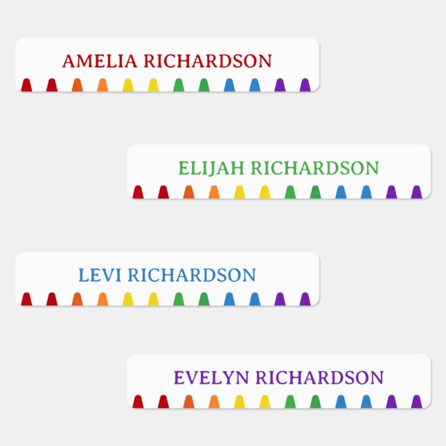 Rainbow Crayons Personalised Waterproof Name  (Group)