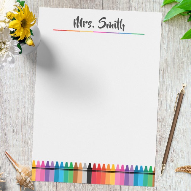 Rainbow Crayons Preschool Teacher Notepad (Creator Uploaded)