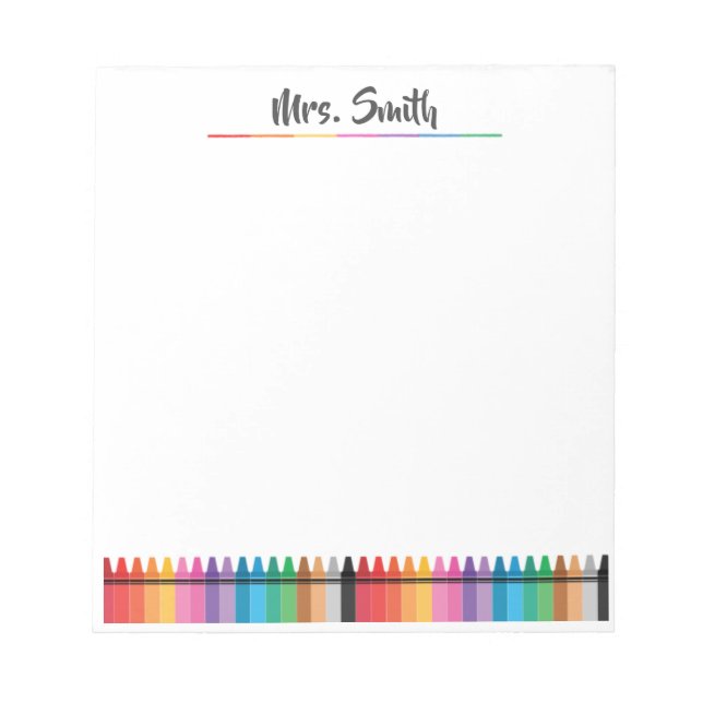 Rainbow Crayons Preschool Teacher Notepad (Front)