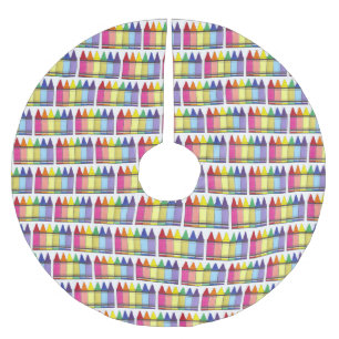 Rainbow Crayons School Teacher Art Supplies Pride Brushed Polyester Tree Skirt