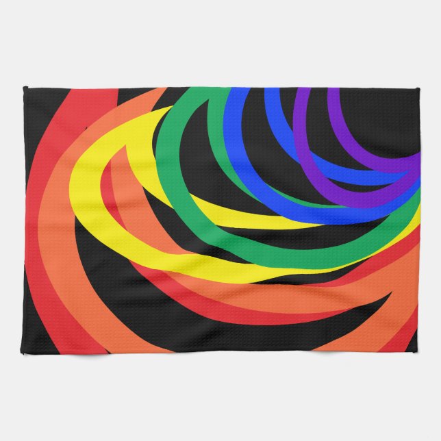 Rainbow Crescent Colours Abstract Kitchen Towel (Horizontal)
