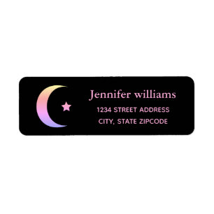 Rainbow Crescent Moon And Star Address Label Return Address Label