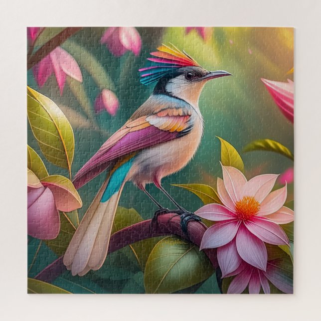 Rainbow crested Jay Fantasy Bird Jigsaw Puzzle (Vertical)
