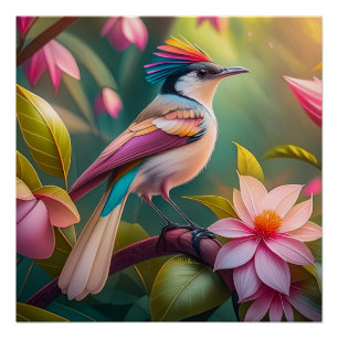 Rainbow crested Jay Fantasy Bird Poster