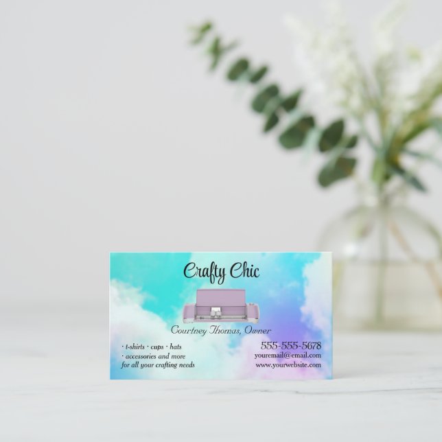 Rainbow Cricut Crafting  Business Card (Standing Front)