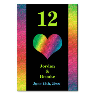 [Rainbow Crinkle Wedding] Heart Bar Menu Black Table Number