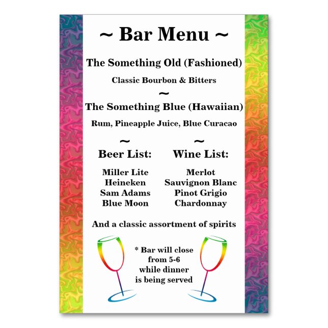 [Rainbow Crinkle Wedding] Heart Bar Menu Pink Table Number (Back)