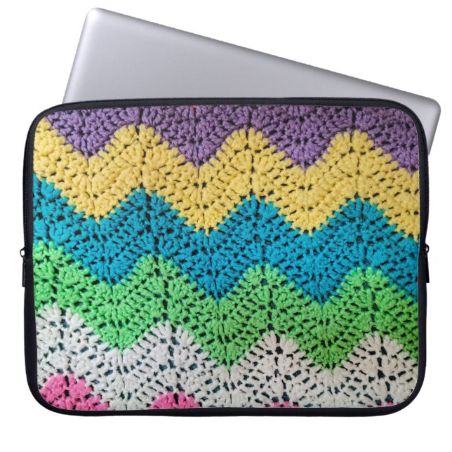 Rainbow Crochet Design  Laptop Sleeve (Front)