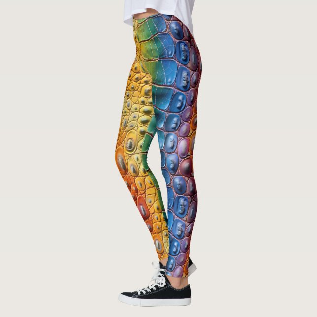 Rainbow Crocodile Leather Leggings (Left)